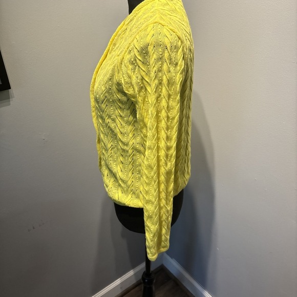 VTG Yellow Knit‎ Button Up Cardigan Sweater Grandmacore Coastal Women SzS (38) - Picture 4 of 9